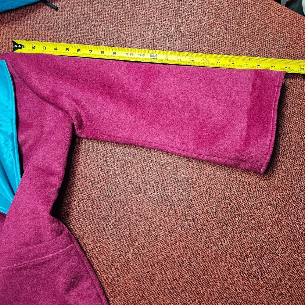 Grace Chuang Magenta & Turquoise Wool Longline Ja… - image 8